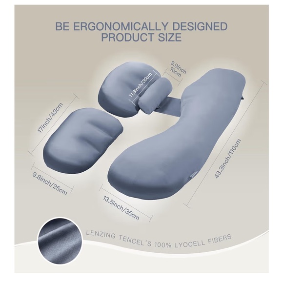 CozyRest Pregnancy ‘H-Shape Pillow’ Full Body Pillow-Light Gray - Picture 5 of 11